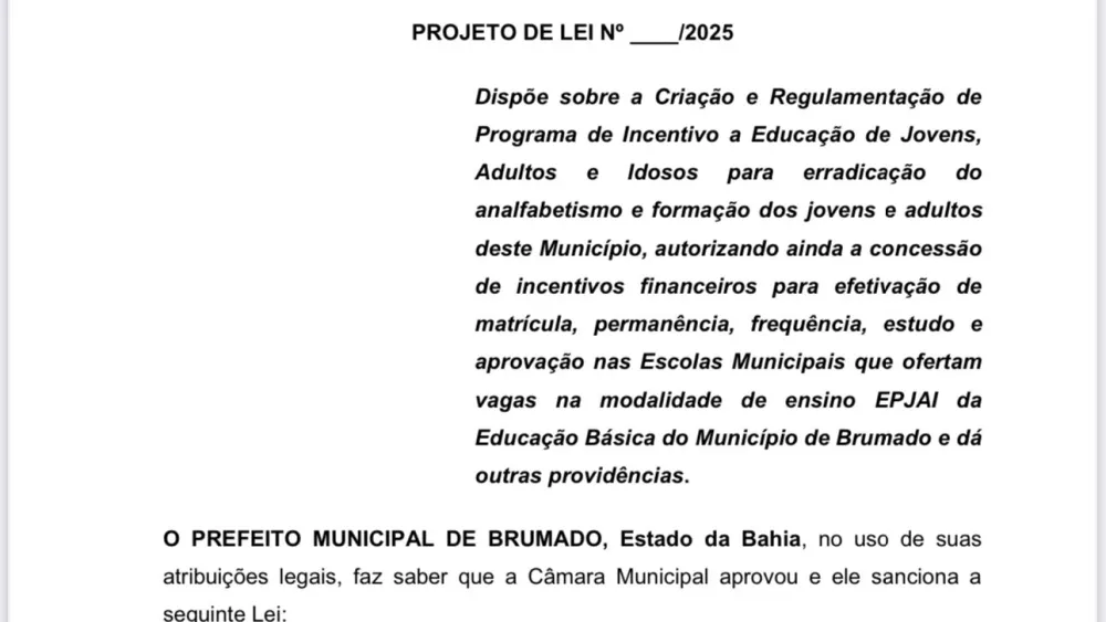 Brumado avança na educação e propõe incentivo financeiro para alfabetização