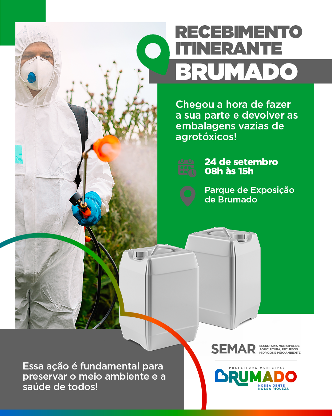 Prefeitura realizará Recebimento Itinerante de embalagens de agrotóxicos