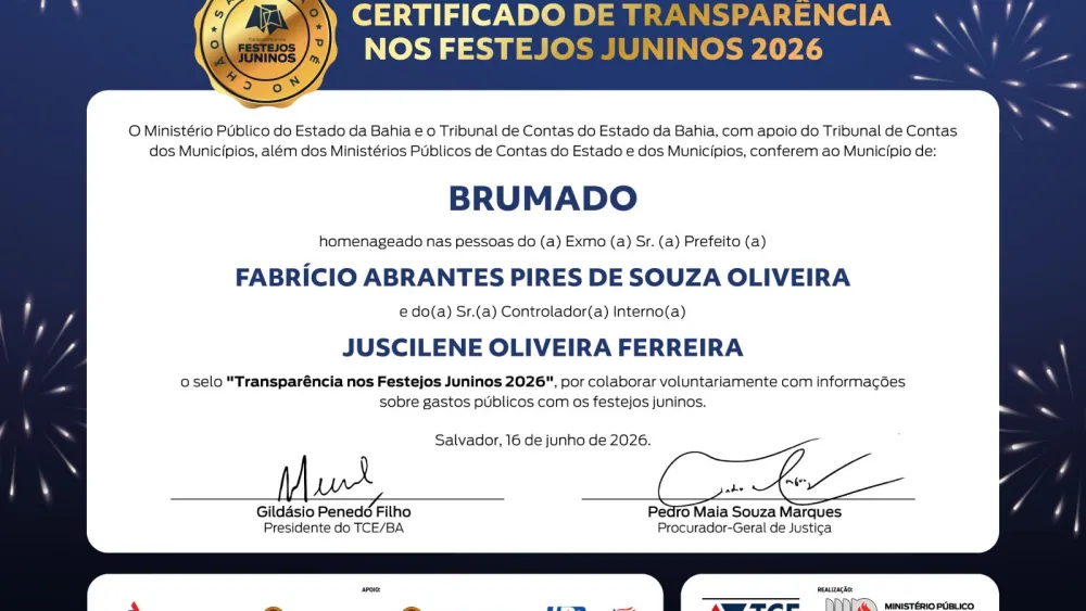Brumado recebeu Selo de Transparência dos Festejos Juninos 2026