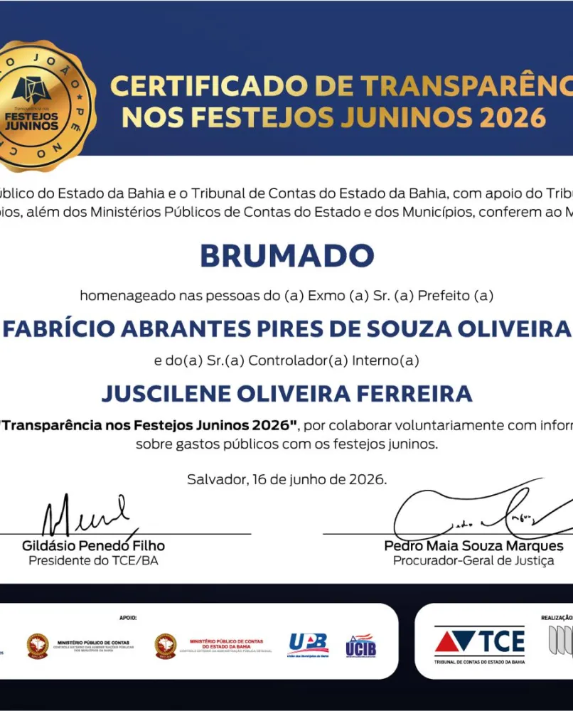 Brumado recebeu Selo de Transparência dos Festejos Juninos 2026