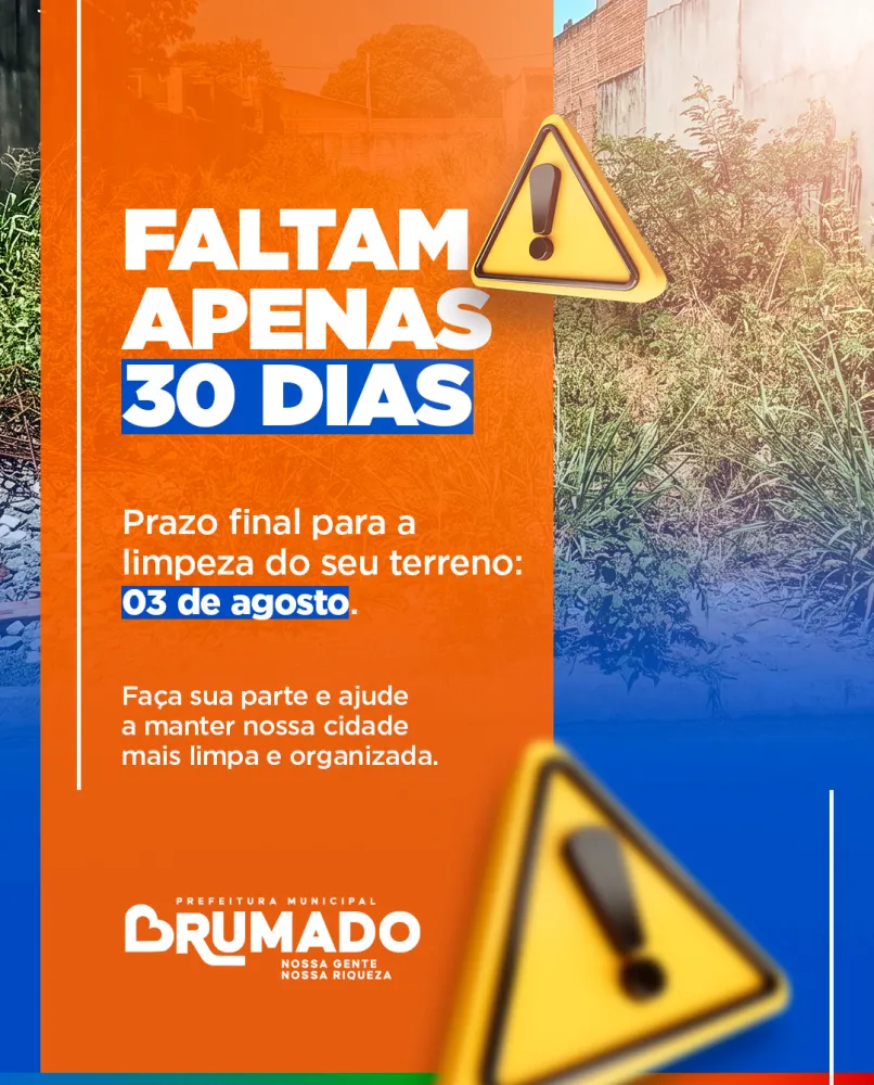 Proprietários têm até o dia 3 de agosto para limpar terrenos em Brumado e evitar multas