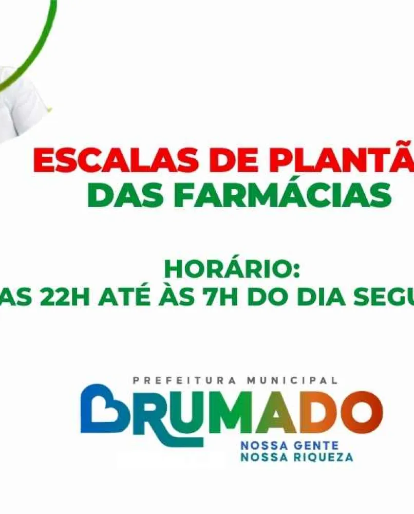 Escala de funcionamento noturno das farmácias de Brumado para o mês de setembro