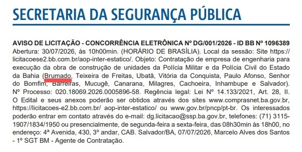 Brumado será contemplada com uma nova unidade policial para o 24º Batalhão da PM
