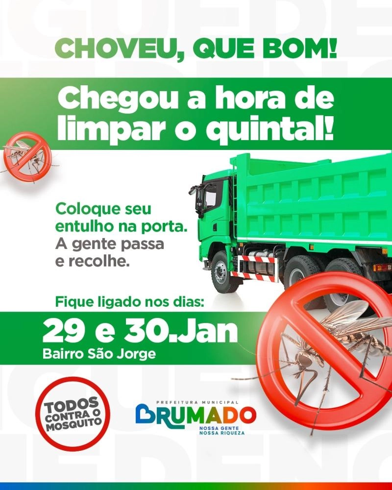 Mutirão de limpeza acontece no Bairro São Jorge nos dias 29 e 30