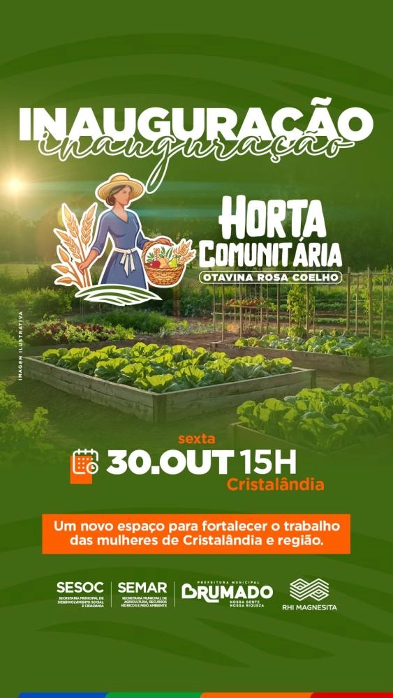 Horta Otavina Rosa Coelho será inaugurada nesta sexta-feira em Cristalândia