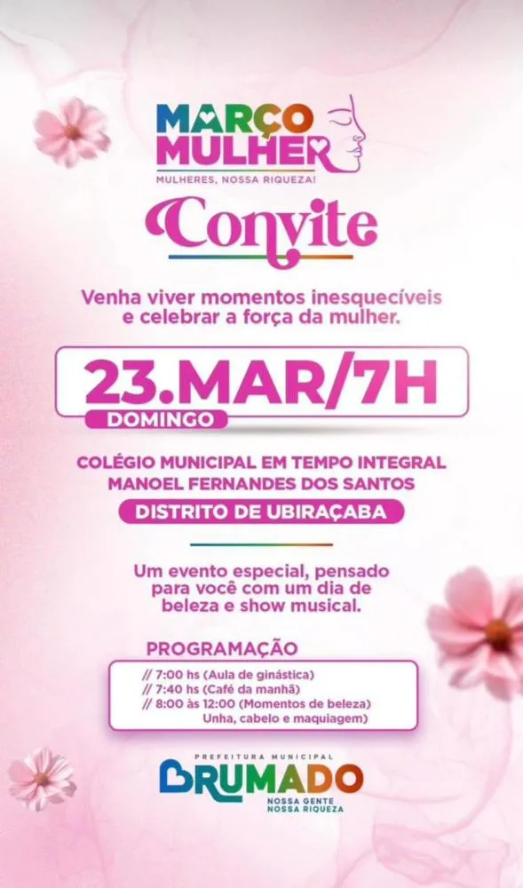 Março Mulher: Distrito de Ubiraçaba será o próximo a receber evento especial em homenagem às mulheres