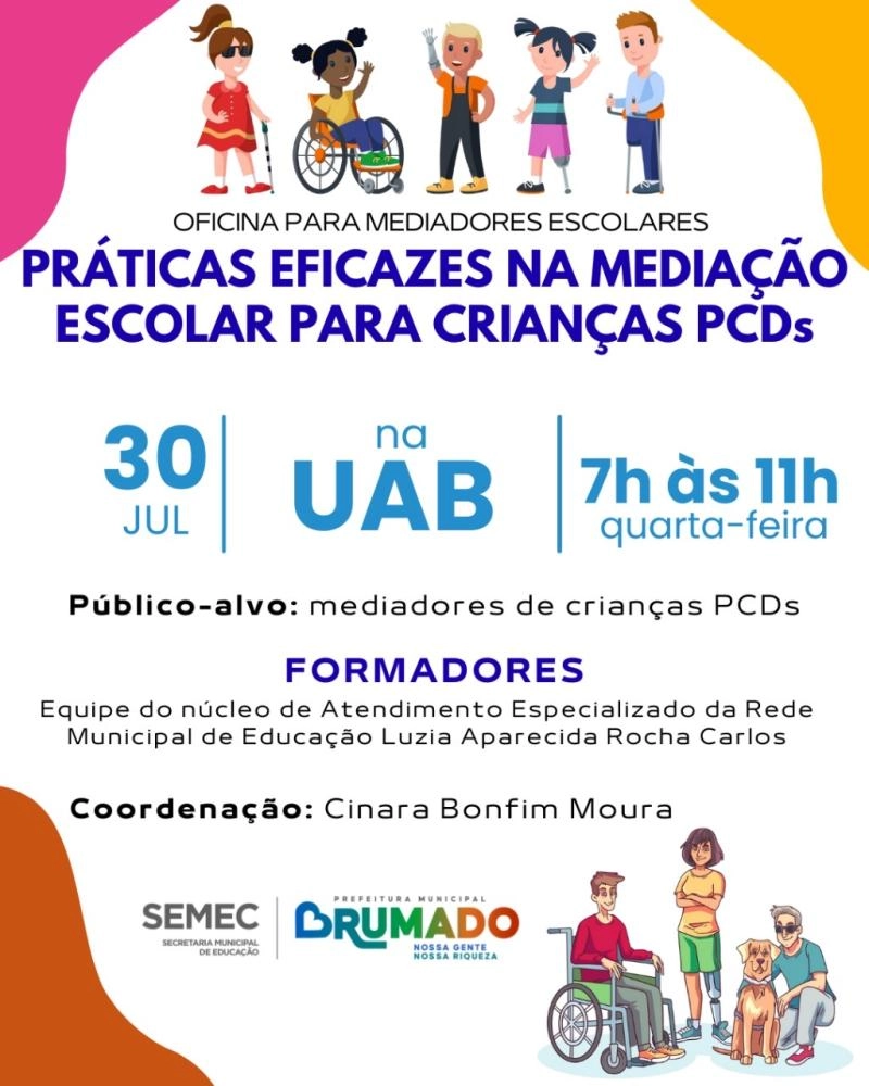 Prefeitura realizará oficina para mediadores escolares com foco em inclusão de crianças com deficiência