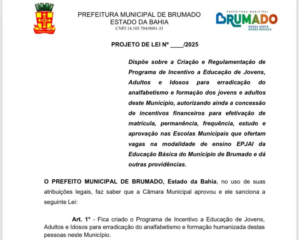 Brumado avança na educação e propõe incentivo financeiro para alfabetização