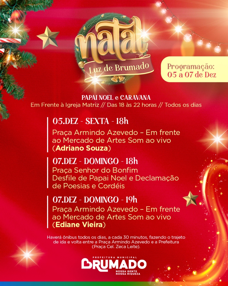 Programação especial movimenta o final de semana natalino em Brumado
