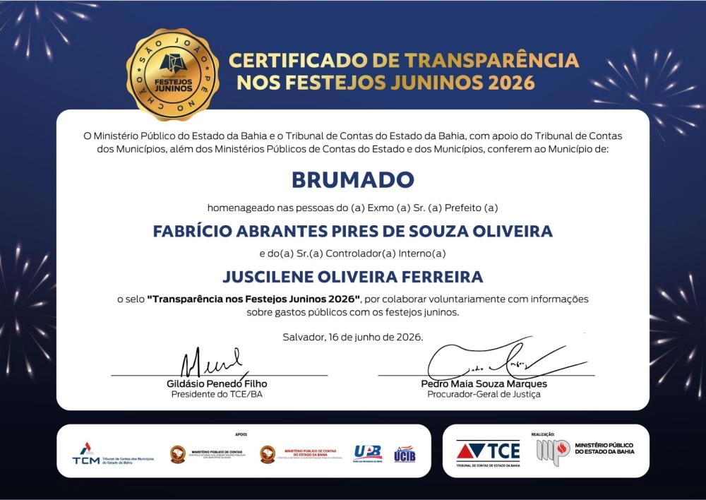 Brumado recebeu Selo de Transparência dos Festejos Juninos 2026