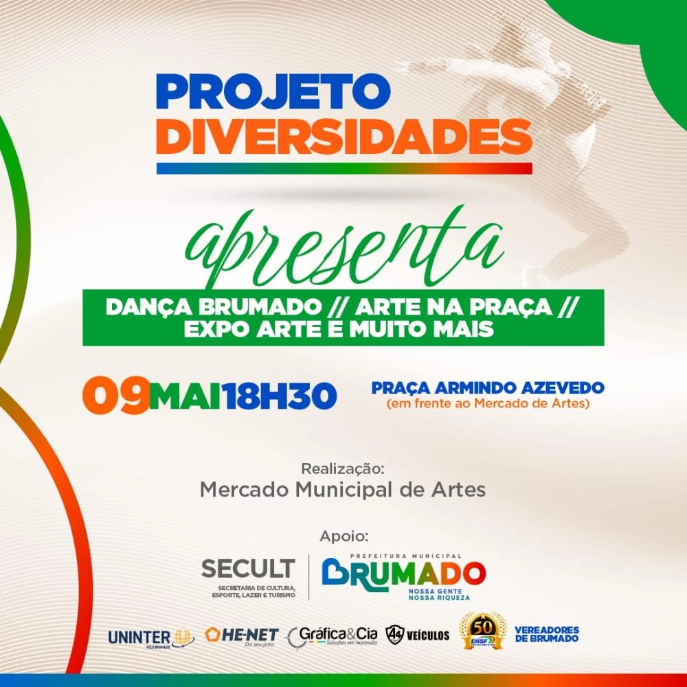 Brumado recebe nesta sexta (09) Projeto Diversidades com muita arte e cultura na Praça Armindo Azevedo