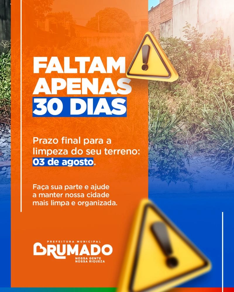 Proprietários têm até o dia 3 de agosto para limpar terrenos em Brumado e evitar multas