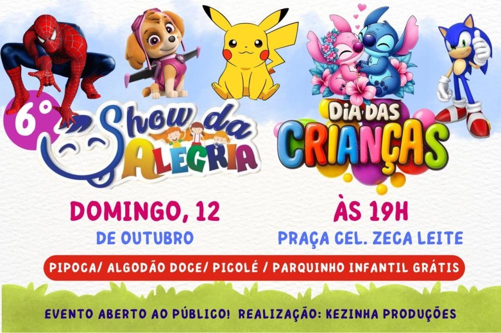 Brumado celebrará o Dia das Crianças com o 6º Show da Alegria na Praça Coronel Zeca Leite