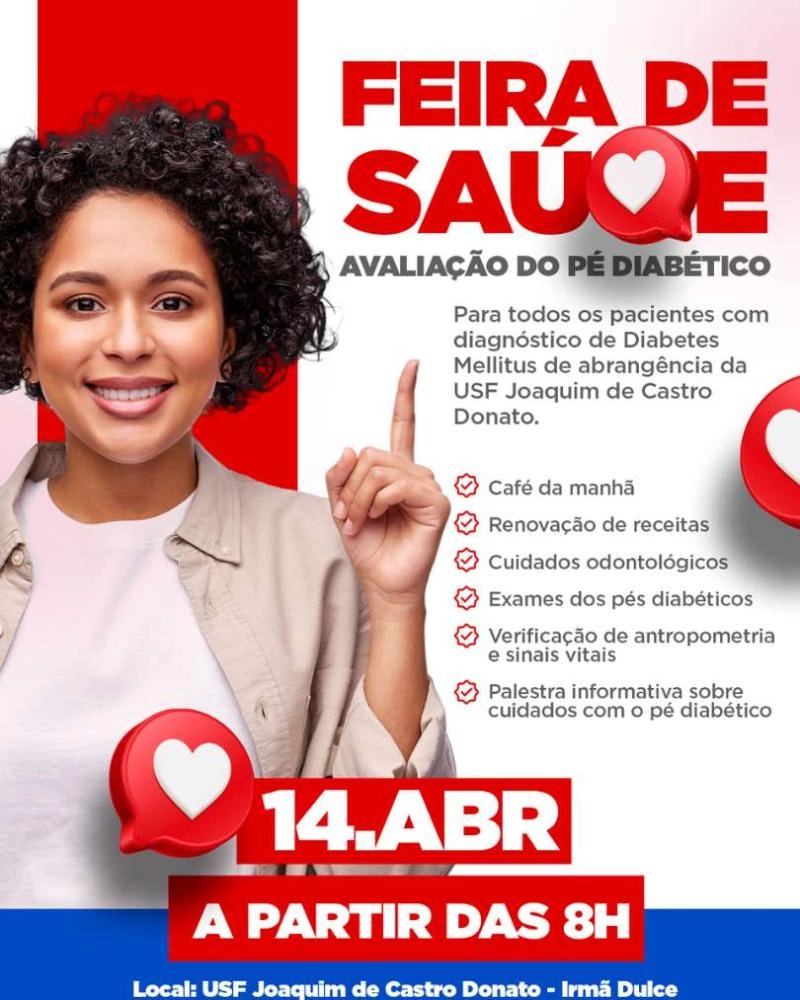 Feira de Saúde promoverá avaliação do pé diabético e reforço nos cuidados com a doença em Brumado