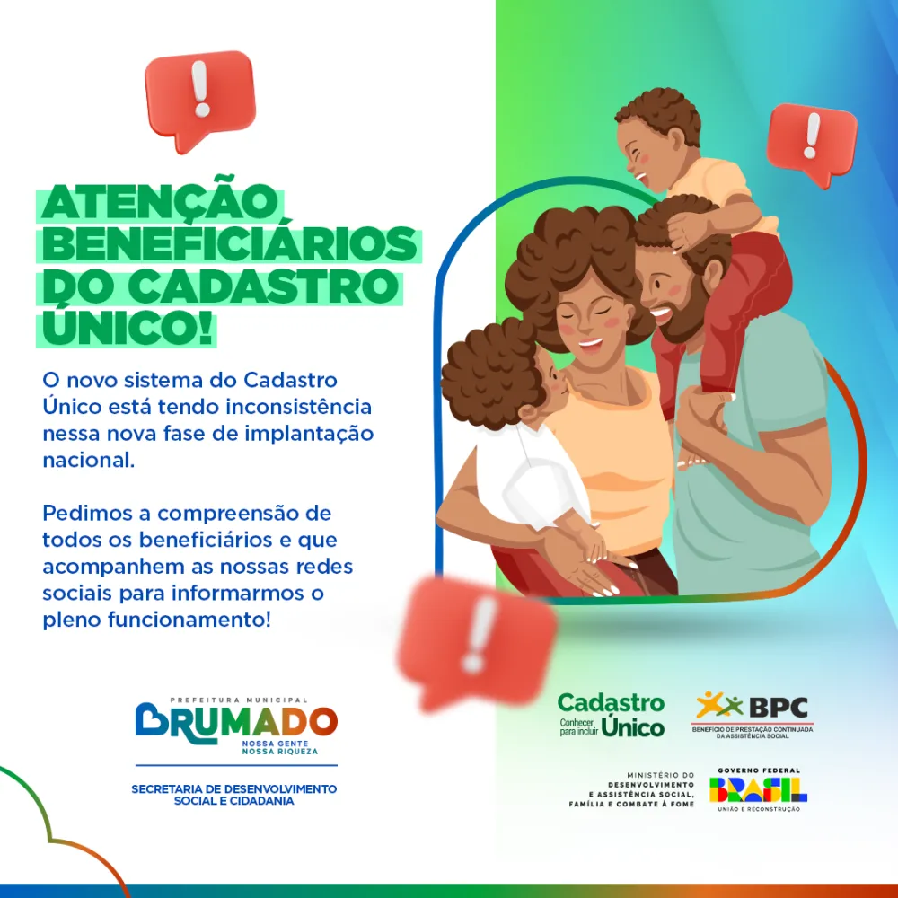 Cadastro Único: Prefeitura de Brumado informa sobre inconsistências no novo sistema